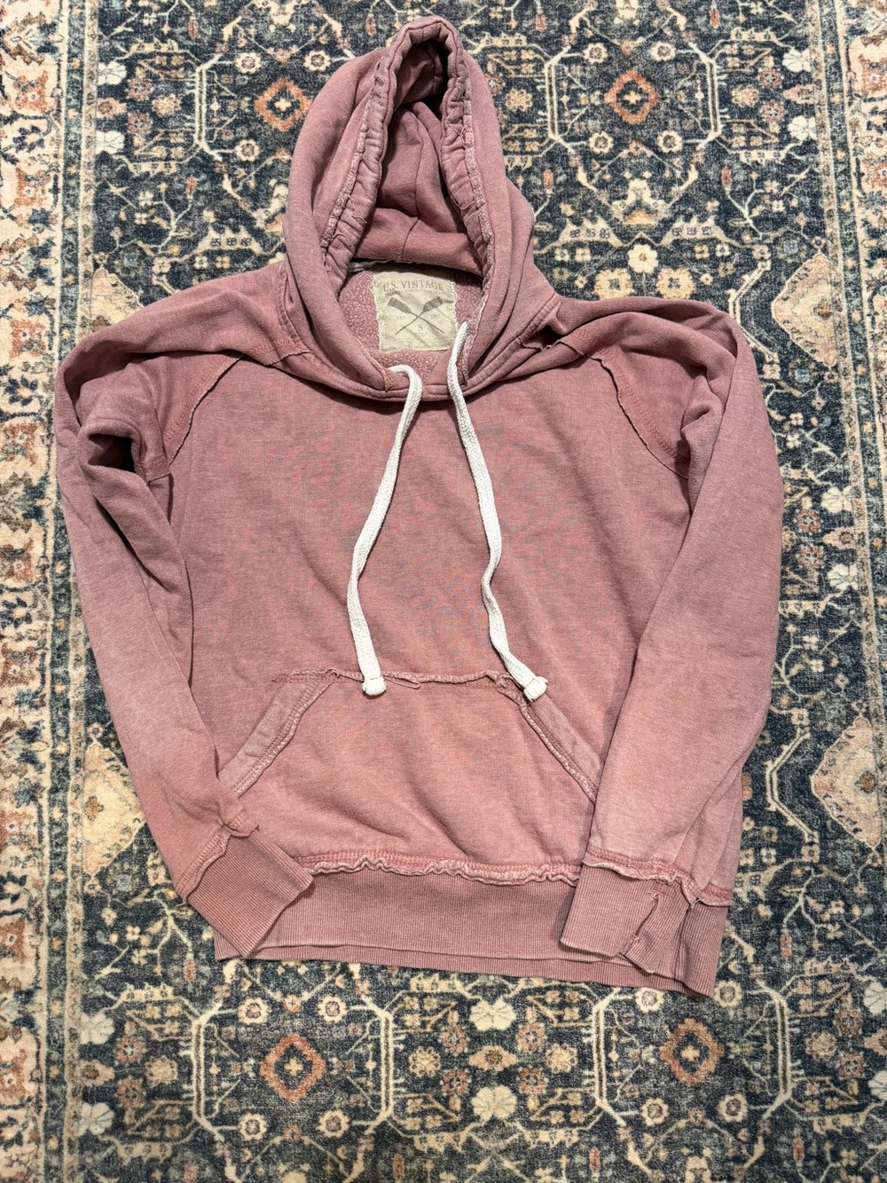Washed Mauve Pullover Hoodie with Drawstring